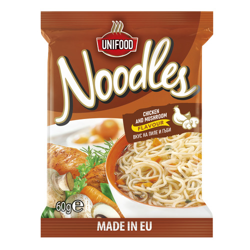 Бързи и вкусни инстантни нудли пиле и гъби 60гр - готови за 3 минути, вкусно и засищащо ястие по всяко време.